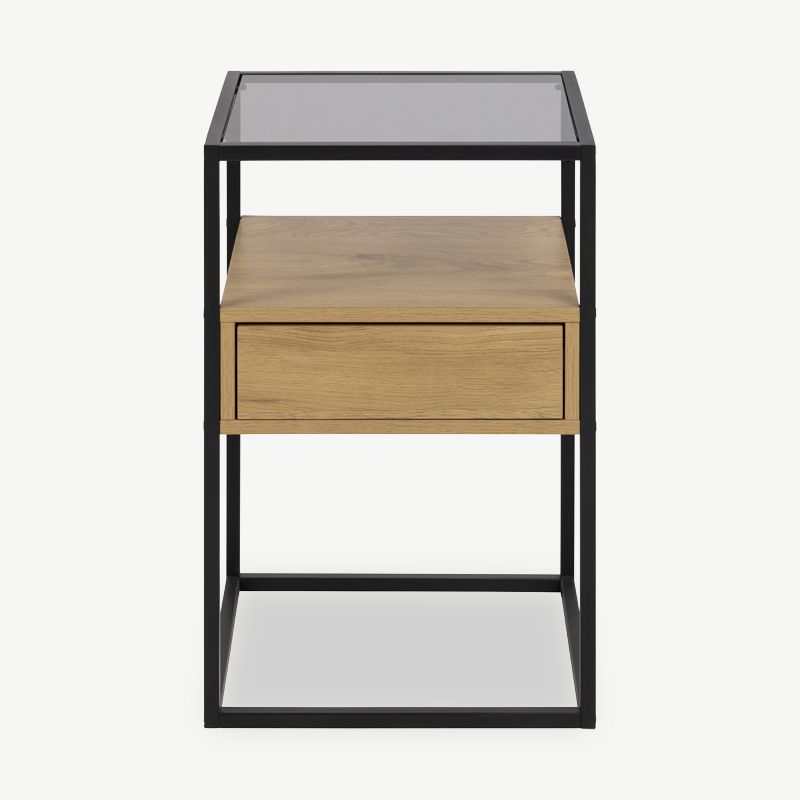 Luke éjjeliszekrény, szürke üveg & fekete váz 7 Luke éjjeliszekrény, szürke üveg & fekete váz Marina Bútor Webáruház 8052