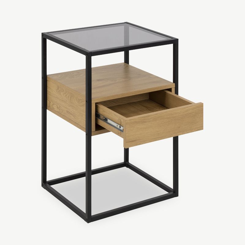Luke éjjeliszekrény, szürke üveg & fekete váz 6 Luke éjjeliszekrény, szürke üveg & fekete váz Marina Bútor Webáruház 8051